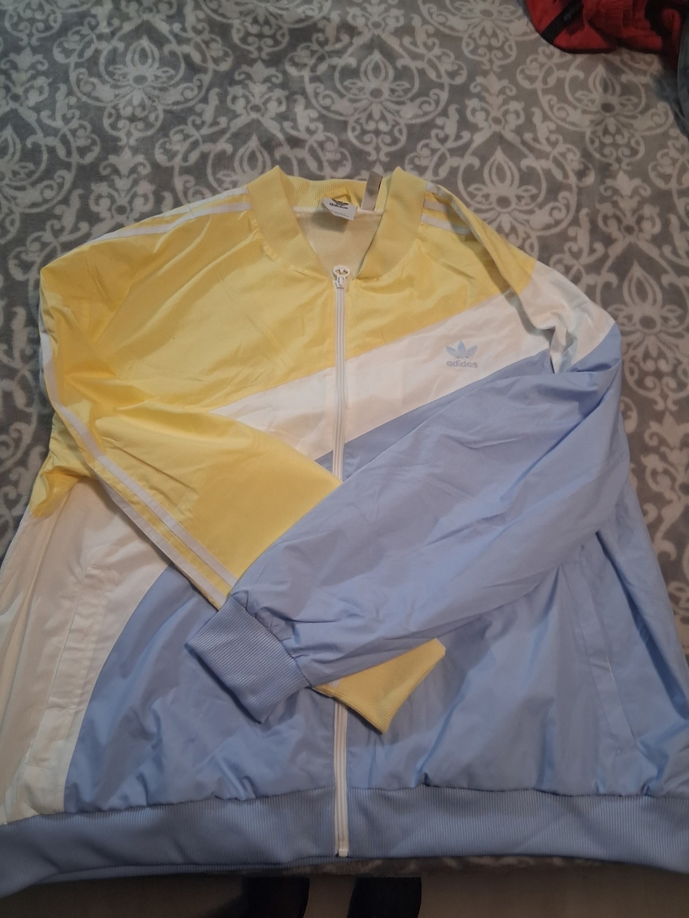 adidas Men’s Yellow, Light Blue & White Colorblock Windbreaker